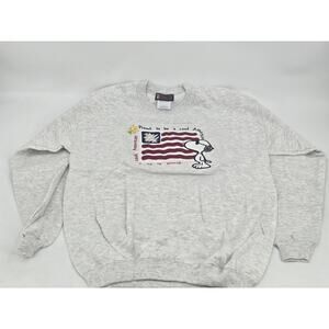 Vintage Mens M Peanuts Collection Snoopy Woodstock CrewNeck USA Flag American